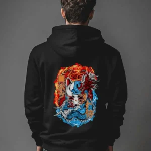 Kitsune Fury || Premium Streetwear Heavyweight Zip Hoodie ||