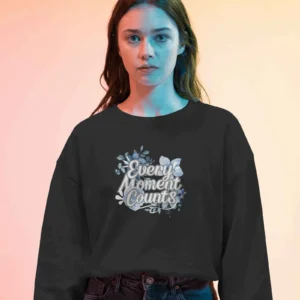 Every Moment Counts Flower Quote || Premium Streetwear Oversized Sweatshirt ||