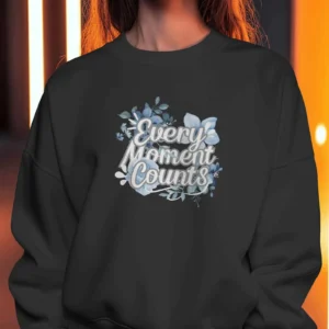 Every Moment Counts Flower Quote || Premium Streetwear Oversized Sweatshirt ||