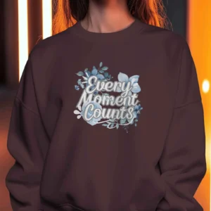 Every Moment Counts Flower Quote || Premium Streetwear Oversized Sweatshirt ||